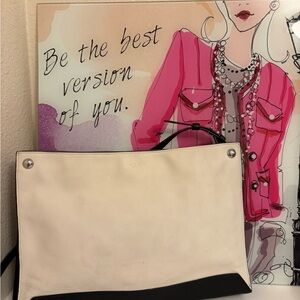 Rag & Bone Walker Leather Shopper Tote Tricolor Ivory/Cream, Tan & Peacock Blue